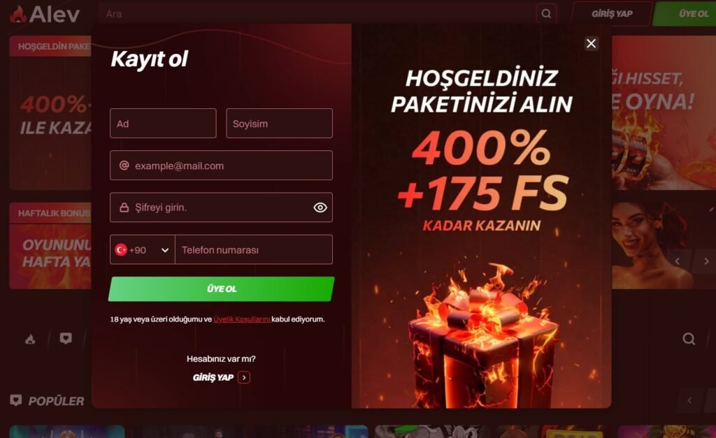 Alev Casino Online login